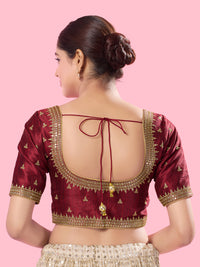 Round Neck Machine Embroidery Wedding Wear Blouse