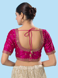 Round Neck Machine Embroidery Wedding Wear Blouse