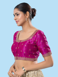 Round Neck Machine Embroidery Wedding Wear Blouse