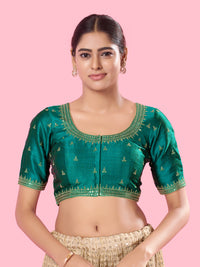 Round Neck Machine Embroidery Wedding Wear Blouse