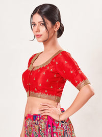 Round Neck Machine Embroidery Wedding Wear Blouse