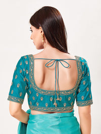Designer Zari Embroidery Butti Neckline Silk Blouse