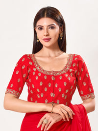 Designer Zari Embroidery Butti Neckline Silk Blouse