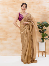 Gajji Silk Machine Zari Embroidery V Neck Blouse