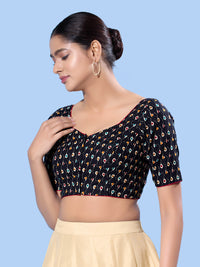 Cotton Printed Basic Elbow Sleeeves Blouse