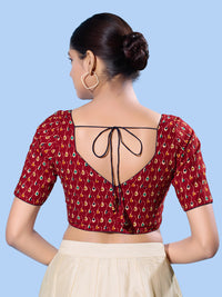 Cotton Printed Basic Elbow Sleeeves Blouse