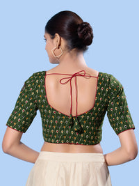 Cotton Printed Basic Elbow Sleeeves Blouse