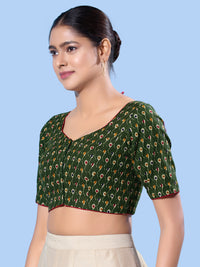 Cotton Printed Basic Elbow Sleeeves Blouse