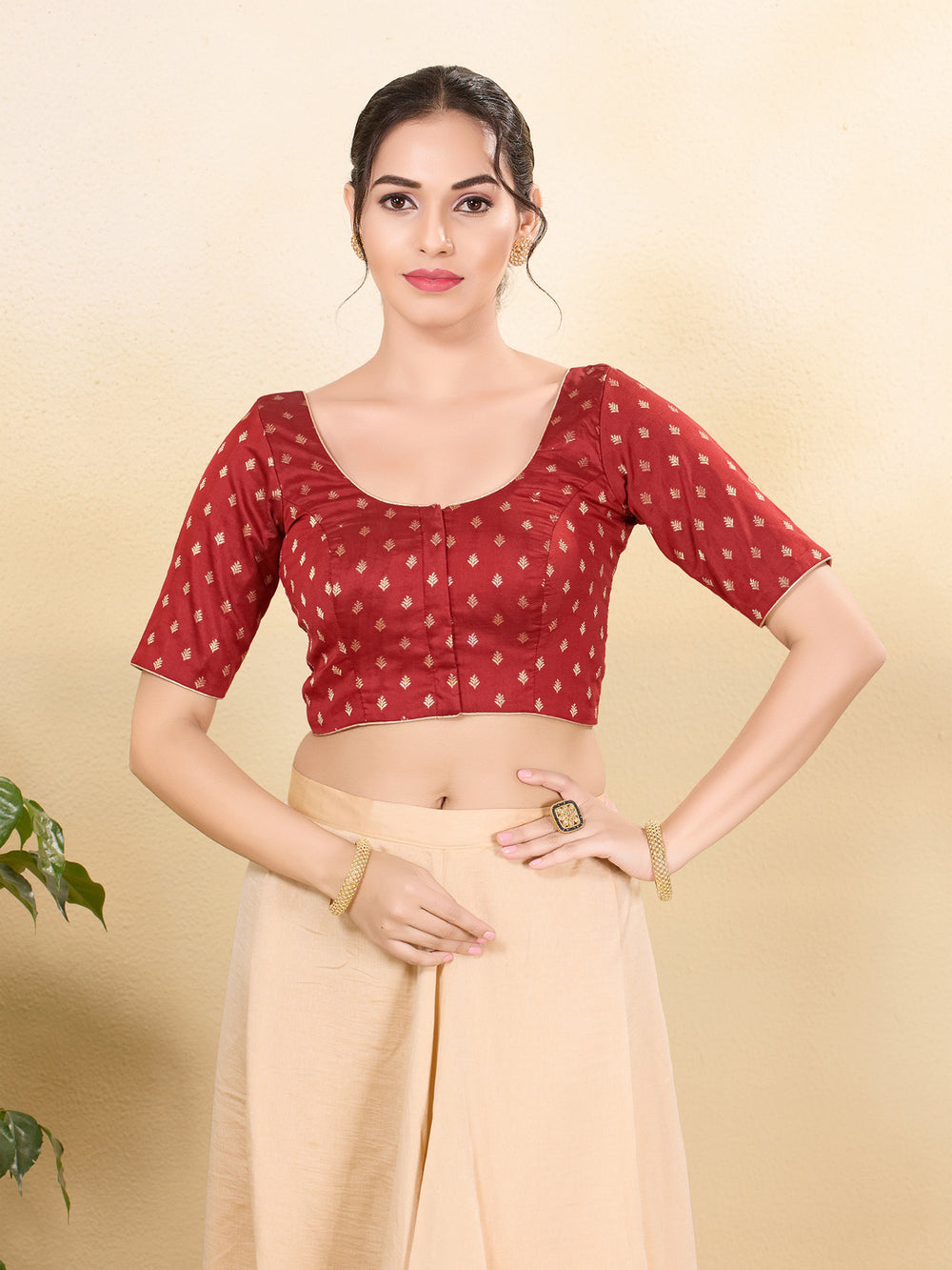 Brocade Butti Essential Round Neck Blouse