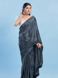 Brocade Round Neck Front Open Small Butti Blouse