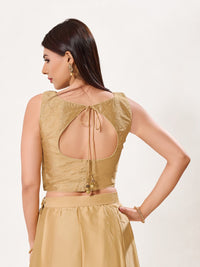 Golden Embroidery Crop Top Sleeveless