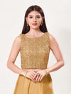 Golden Embroidery Crop Top Sleeveless