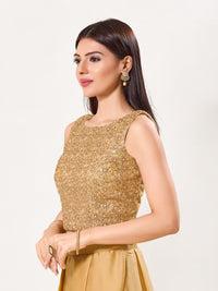Golden Embroidery Crop Top Sleeveless