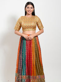 High Neck Golden Multi Brocade Blouse
