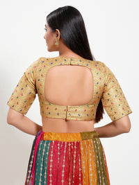 High Neck Golden Multi Brocade Blouse