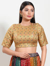 High Neck Golden Multi Brocade Blouse