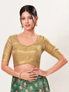 Gold Brocade Paan Neck Elbow Blouse
