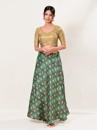 Gold Brocade Paan Neck Elbow Blouse