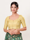 Gold Brocade Front Open Elbow Blouse