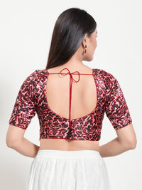 Gajji Silk Printed Paan Neck Blouse