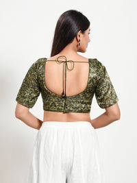 Gajji Silk Printed Paan Neck Blouse