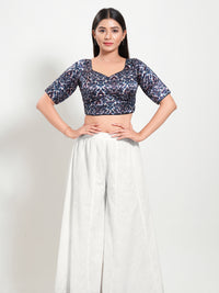 Gajji Silk Printed Paan Neck Blouse
