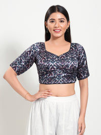 Gajji Silk Printed Paan Neck Blouse