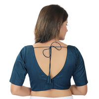 Slub Silk V Neck Solid Essential Blouse