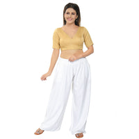 Slub Silk V Neck Solid Essential Blouse