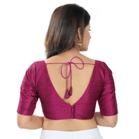 Slub Silk V Neck Solid Essential Blouse