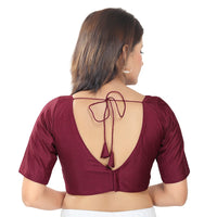 Slub Silk V Neck Solid Essential Blouse