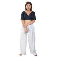 Slub Silk V Neck Solid Essential Blouse
