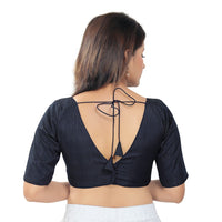 Slub Silk V Neck Solid Essential Blouse