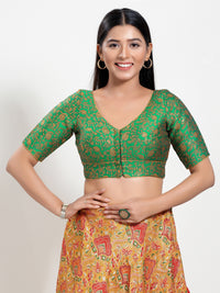 Delicate Weaved Brocade Front Open Blouse