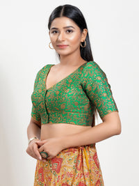Delicate Weaved Brocade Front Open Blouse