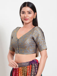 Delicate Weaved Brocade Front Open Blouse