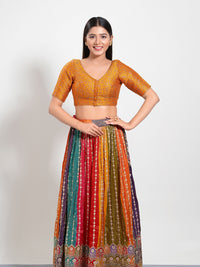 Delicate Weaved Brocade Front Open Blouse