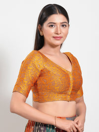 Delicate Weaved Brocade Front Open Blouse