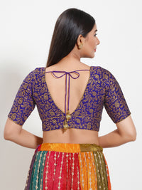 Delicate Weaved Brocade Front Open Blouse