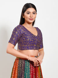 Delicate Weaved Brocade Front Open Blouse