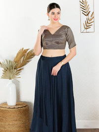 Brocade V Neck Butti Dollar Blouse