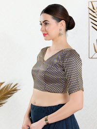 Brocade V Neck Butti Dollar Blouse