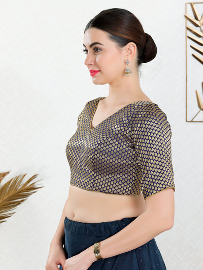 Brocade V Neck Butti Dollar Blouse