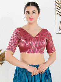 Brocade V Neck Butti Dollar Blouse