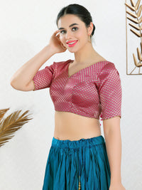 Brocade V Neck Butti Dollar Blouse