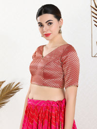 Brocade V Neck Butti Dollar Blouse