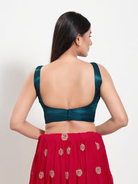 Gajji Silk Round Neck Sleeveless Blouse