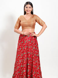 Golden Brocade V Neck Core Blouse