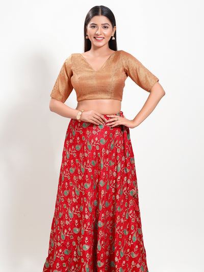 Golden Brocade V Neck Core Blouse