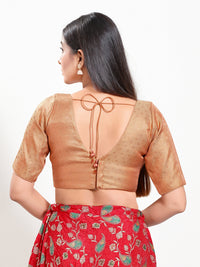 Golden Brocade V Neck Core Blouse